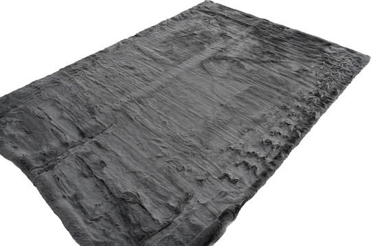 Balsan Rabbit Rug Rectangular Shaggy Furry Dark Grey