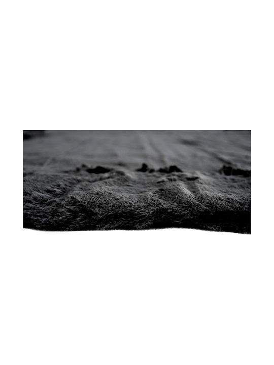 Balsan Rabbit Rug Rectangular Shaggy Furry Black