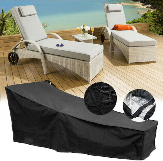 Waterproof Protective Chaise Lounge Cover 210x75x80cm in Black Colour