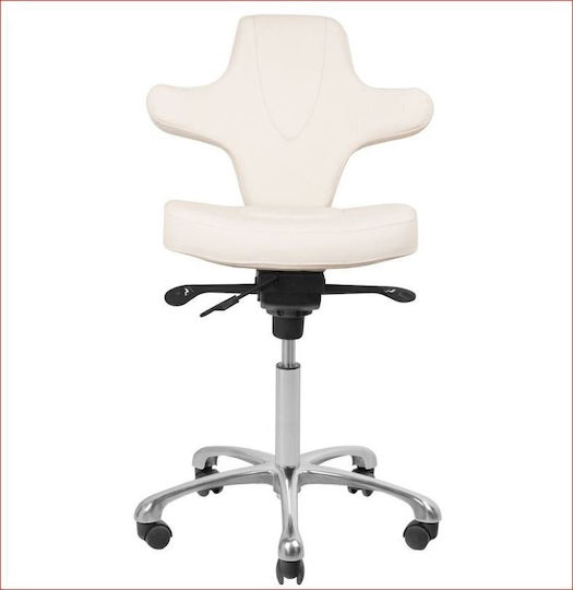 Wheeled Stool with Backrest White