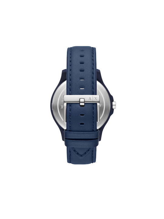 Armani Exchange Battery Watch with Leather Strap Blue