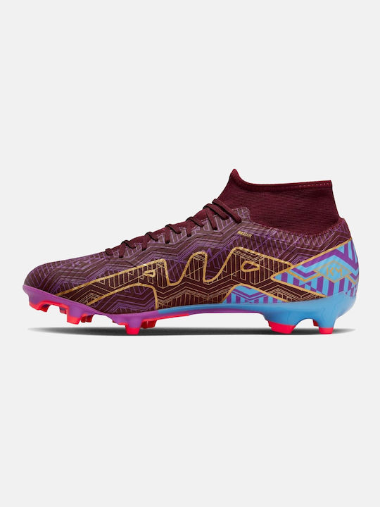 Nike Mercurial SuperFly 9 Academy Kylian Mbappé Pantofi de Fotbal cu crampoane Sfeclă Roșie Închisă / University Blue / Vivid Purple / Metallic Vivid Gold