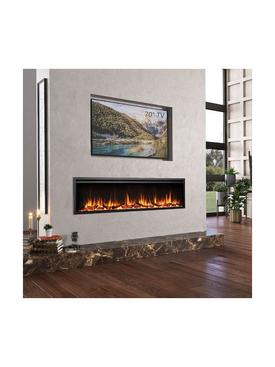 Richen Insert 183 Επιτοίχιο Ηλεκτρικό Τζάκι 2000W 183x48cm Μαύρο ...