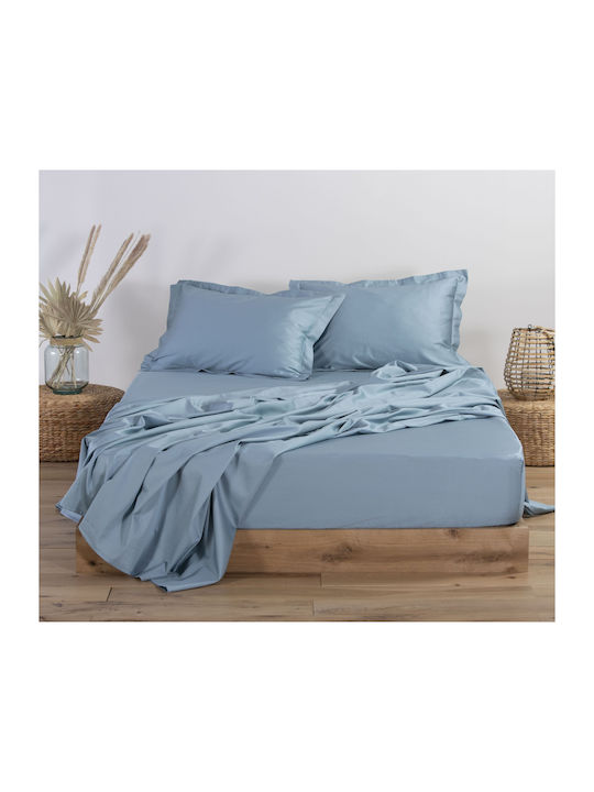 Nef-Nef Homeware Sheet King Size with Elastic 180x200+35cm. Elements 1027 Dusty Aqua