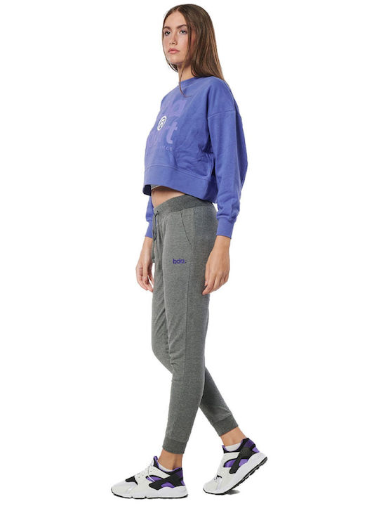 Παντελόνι Φόρμας με Λάστιχο Fleece Dark Grey Melange
