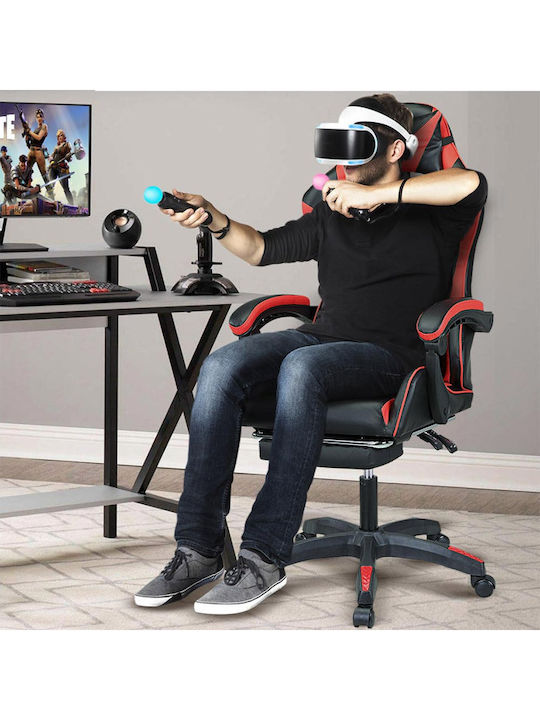 Bakaji Bakaji Καρέκλα Gaming Δερματίνης με Υποπόδιο Κόκκινη