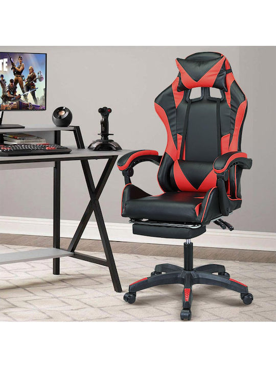 Bakaji Bakaji Καρέκλα Gaming Δερματίνης με Υποπόδιο Κόκκινη