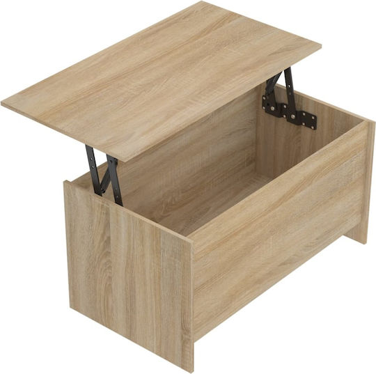 Rectangular Central Wooden Coffee Table with Lifting Mechanism Brown W102xD55.5xH52.5cm