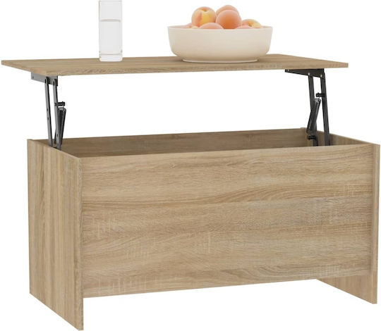 Rectangular Central Wooden Coffee Table with Lifting Mechanism Brown W102xD55.5xH52.5cm