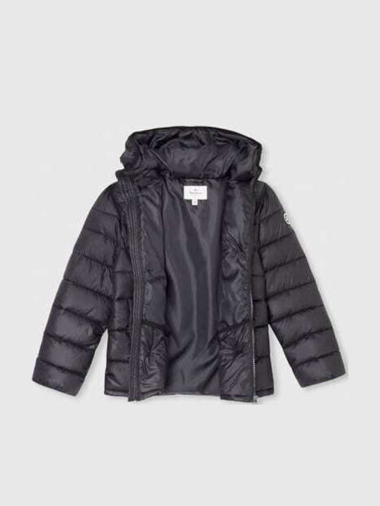 Amber Kinder Gestepptes Kurzes Kinderjacke mit Kapuze Schwarz