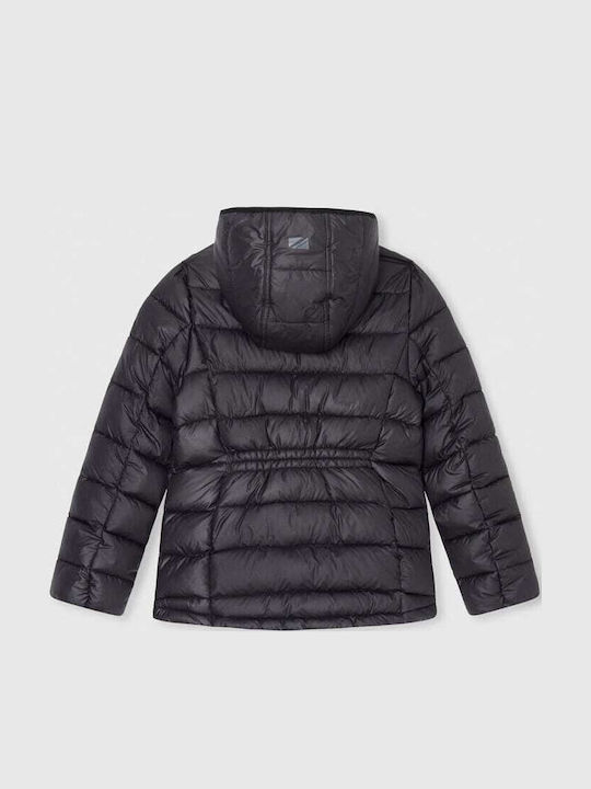 Amber Kinder Gestepptes Kurzes Kinderjacke mit Kapuze Schwarz