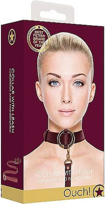 Shots Ouch Halo Collar with Leash Burgundy