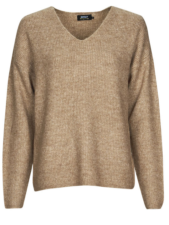 Damen Langarm Pullover mit V-Ausschnitt Dark Grey