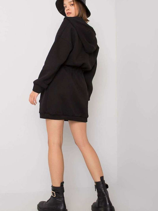 Ex Moda Mini Dress with Hood Black