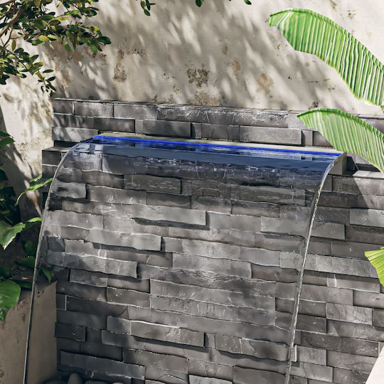 vidaXL Pool Waterfall with LED Lighting made of Stainless Steel 108x108cm Silver