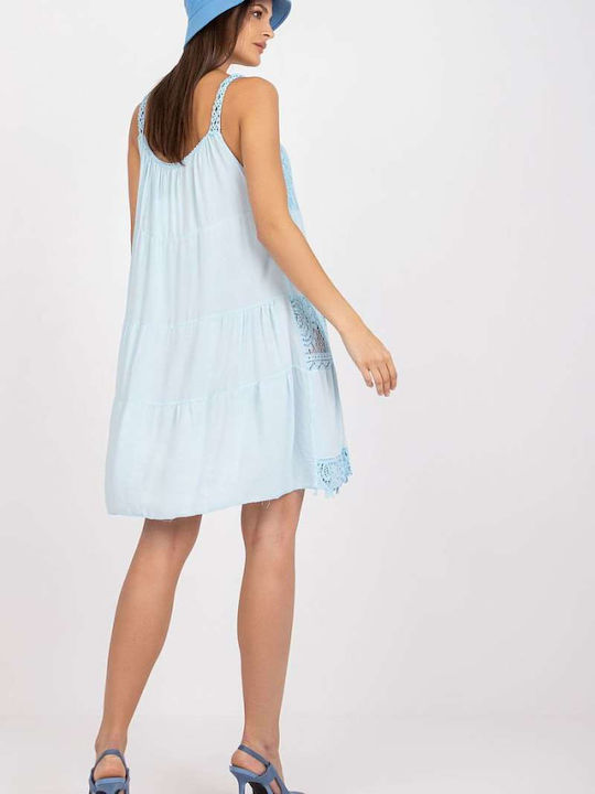 Och Bella Sommer Mini Kleid Hellblau