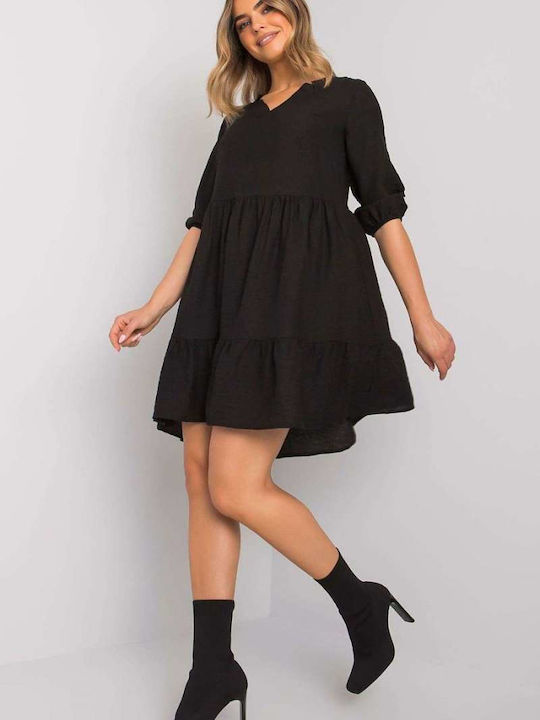 Ex Moda Mini Rochie cu Volane Negru