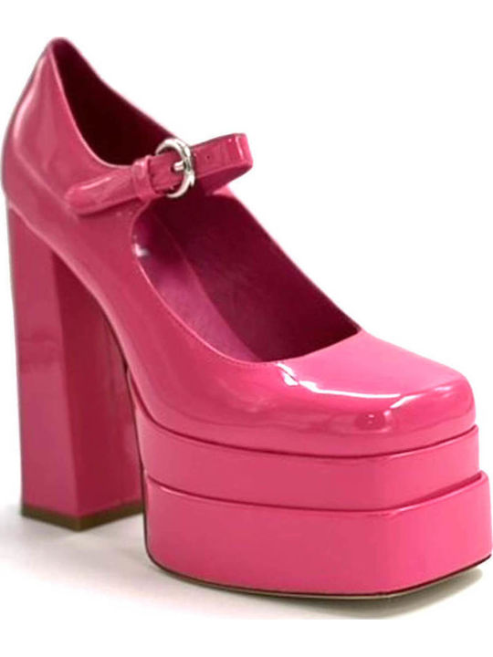 Jeffrey Campbell Mary Δερμάτινες Γόβες με Λουράκι & Ψηλό Τακούνι Φούξια Jeffrey Campbell Mary Δερμάτινες Γόβες με Λουράκι & Ψηλό Τακούνι Φούξια