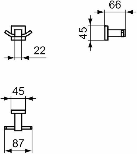 Ideal Standard Iom Square Άγκιστρο Μπάνιου Διπλό Inox Ασημί