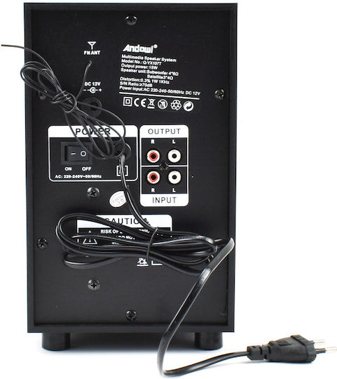 Andowl Q-YX107T Ηχεία Υπολογιστή 2.1 με Ισχύ 15W Μαύρα