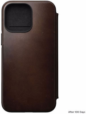 Nomad Modern Leather Folio Synthetic Leather Wallet Brown (iPhone 14 Pro Max)