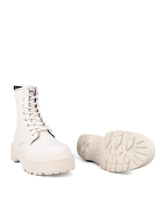 Leder Stiefeletten Damen Weiß