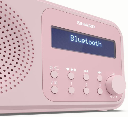 Sharp Tokyo Φορητό Ραδιόφωνο Επαναφορτιζόμενο DAB+ με Bluetooth και USB Ροζ