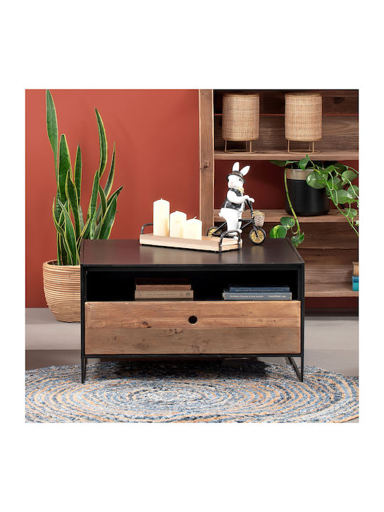 Hakon Square Solid Wood Side Table Μαύρο L80xW80xH44cm