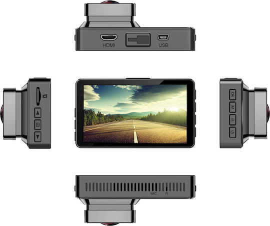 Manta Windshield Car DVR Set with Rear Camera, 3" Display with Clip