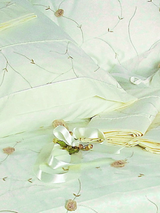 Viopros Bridal Sheets Set Super King 4 Pieces Ecru 240x260cm