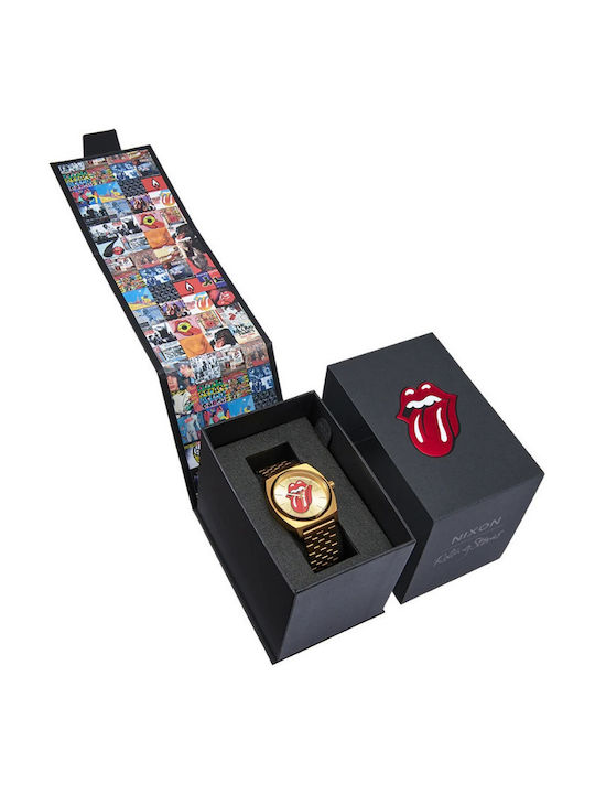 Nixon Rolling Stones Time Teller Γυναικείο Ρολόι 37mm Μπαταρίας με Χρυσό Μεταλλικό Μπρασελέ