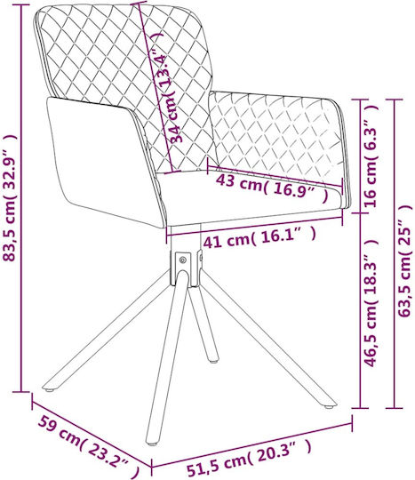 Dining Room Velvet Armchair Yellow 51.5x59x83.5cm 2pcs