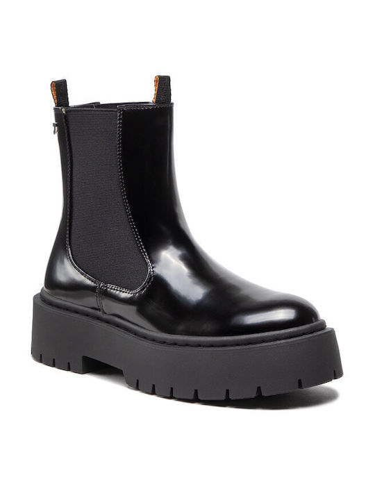 Gioseppo Damen Chelsea Stiefeletten aus Lackleder Schwarz