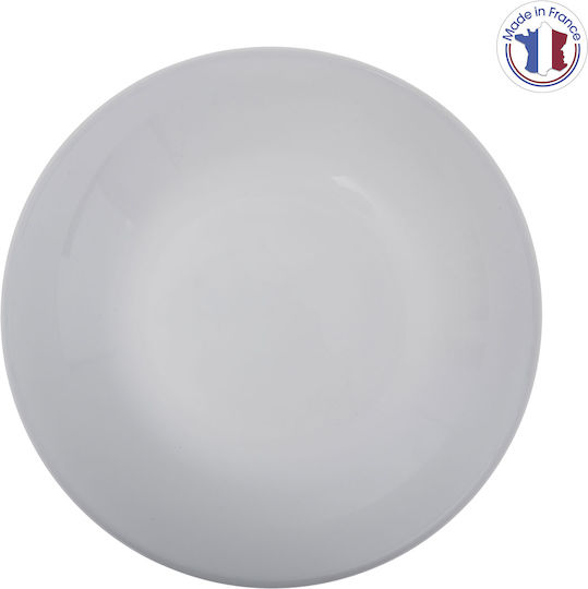 Plate Shallow Glass White with Diameter 20cm
