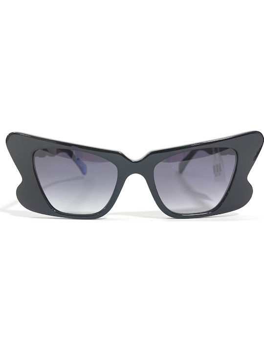 Urban Owl X Akira Mushi Women's Sunglasses with Black Plastic Frame and Black Gradient Lens