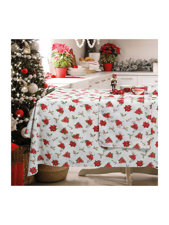 Das Home Christmas Christmas Tablecloth Fabric Red / Beige L180xW140cm.