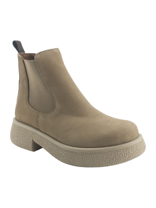 Leather Women's Chelsea Boots Beige