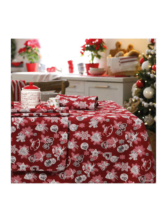 Das Home Christmas Tablecloth Fabric Red / Beige L220xW140cm. Christmas