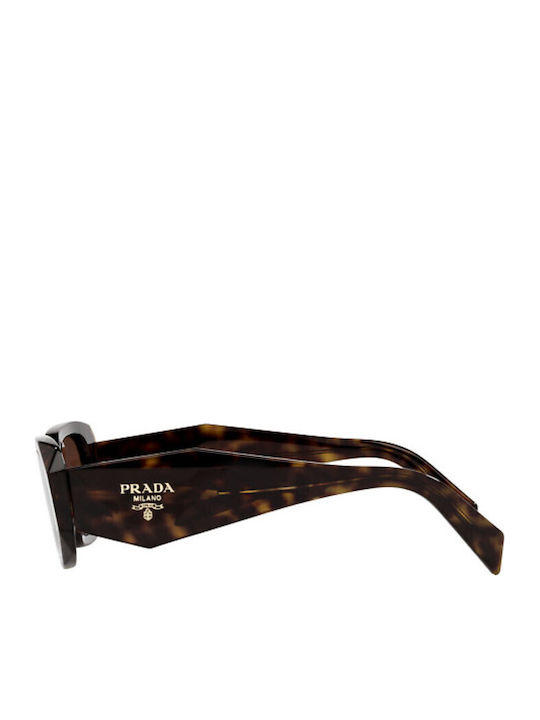 Prada Women's Sunglasses with Brown Tartaruga Plastic Frame and Brown Lens PR17WS 2AU8C1