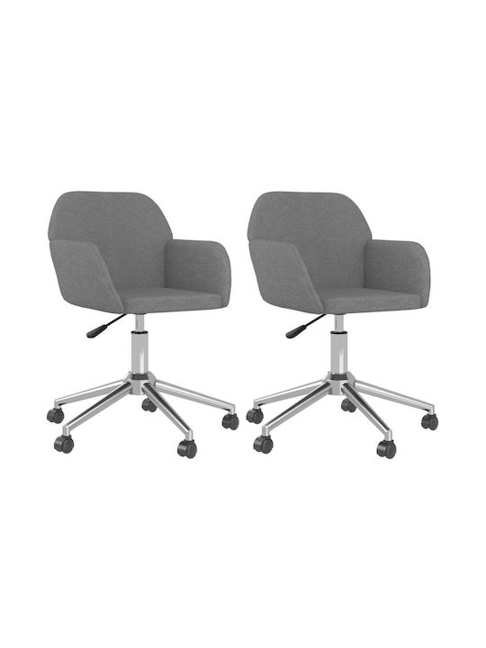 Rotativă Scaun Vizitator cu Brațe & Roți Gri 54x60.5x80.5cm 2buc