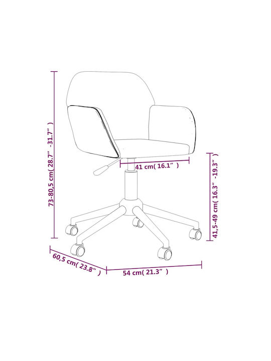 Rotativă Scaun Vizitator cu Brațe & Roți Gri 54x60.5x80.5cm 2buc