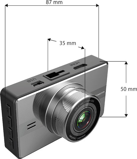 Manta FHD 1080P Windshield Car DVR, 3" Display with Suction Cup