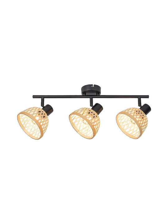 Rabalux Rattan Triple Spot with Socket E14 in Beige Color
