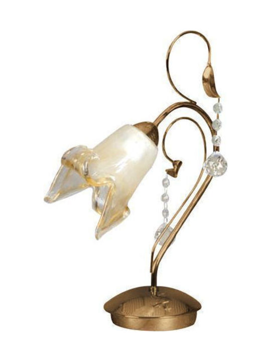 Inlight 3427 Metall Tischlampe für Fassung E14 mit Honig Schirm und Bronze Basis