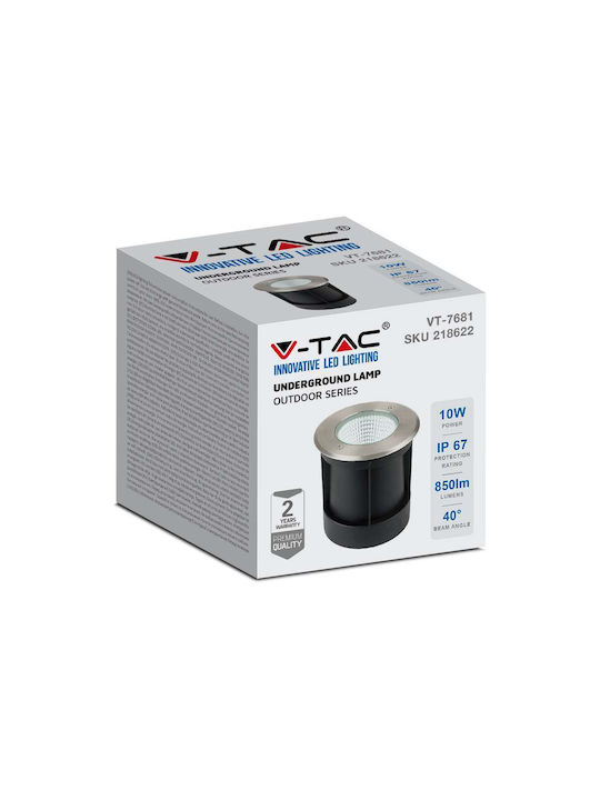 V-TAC Spot De Podea LED 10W Cu Lumină Alb Natural IP67 Negru