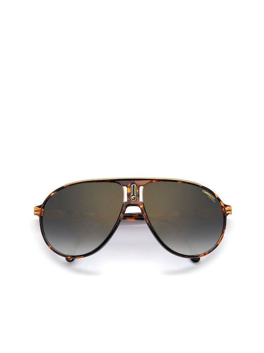 Carrera Champion Sunglasses with Brown Tartaruga Acetate Frame and Gold Gradient Mirrored Lenses 65 WR9/FQ