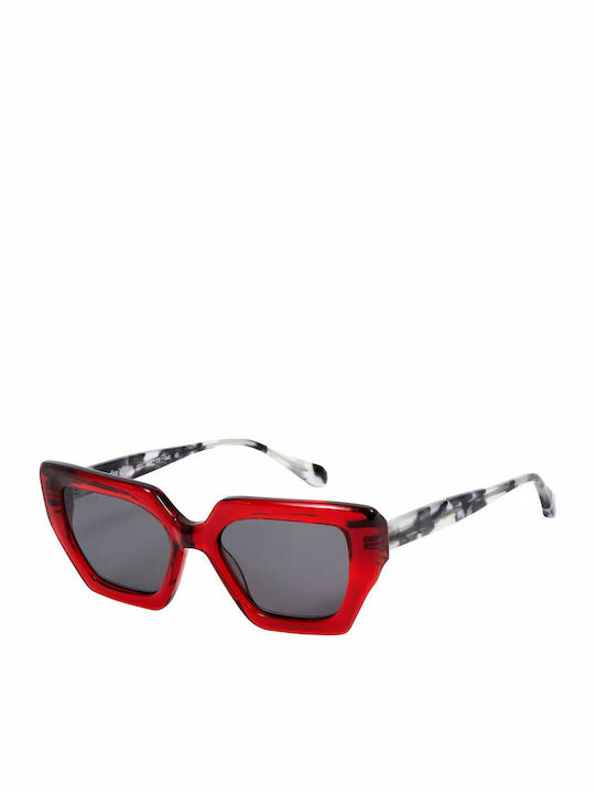 Gigi Barcelona Gianna Damen Sonnenbrille mit Rot Kunststoff Gestell und Gray Linse 6684/6
