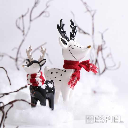 Espiel Christmas Ceramic Figure Reindeer White Height 24.6cm