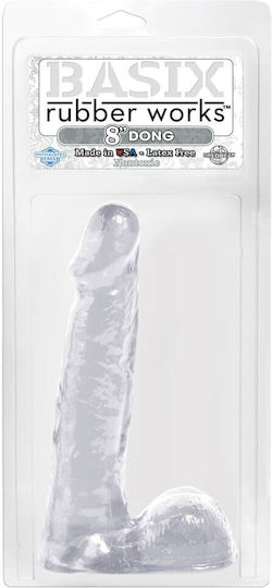 Basix Rubber Works Dildo realist cu Scrotum Transparent 20cm