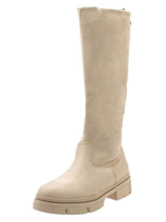 Xti Suede Women's Boots with Zipper Beige